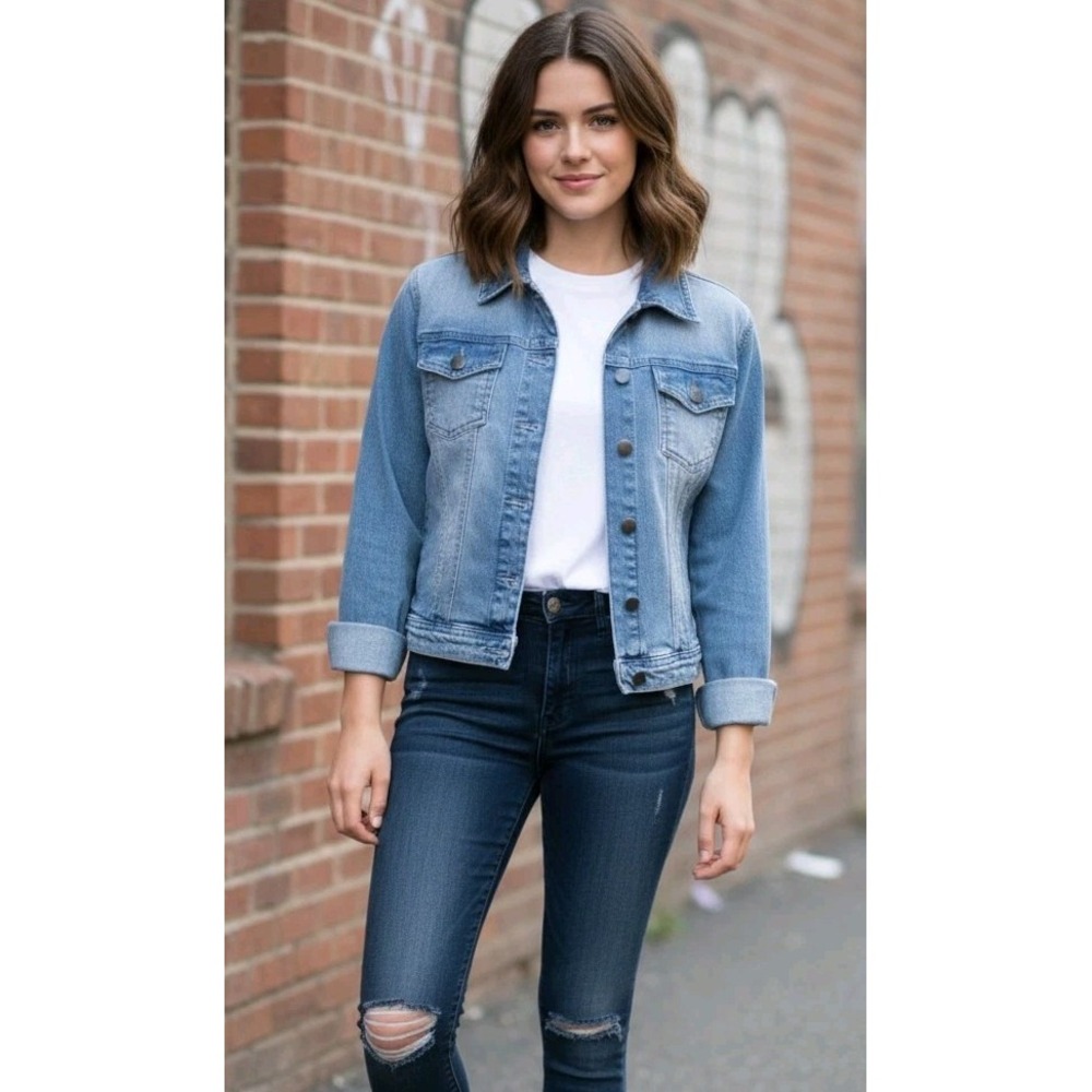 Nicole Miller Women's Size Large Classic Denim Jean Jacket Blue New York Style